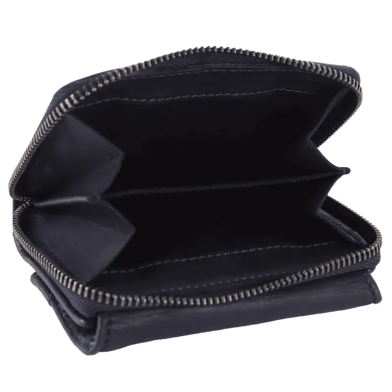 Geldbörse 12x9,5cm in Marine|Blau mit separatem Reißverschlussfach - leder-accessoires.com