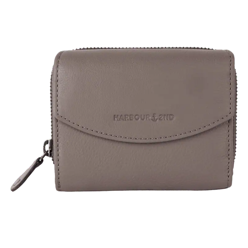 Geldbörse 12x10cm in Taupe mit separatem Reißverschlussfach - leder-accessoires.com