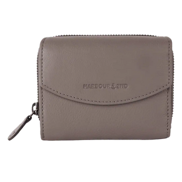 Geldbörse 12x10cm in Taupe mit separatem Reißverschlussfach - leder-accessoires.com