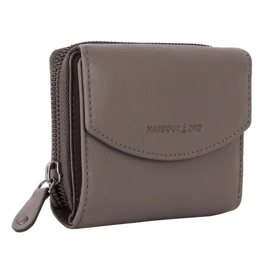 Geldbörse 12x10cm in Taupe mit separatem Reißverschlussfach - leder-accessoires.com