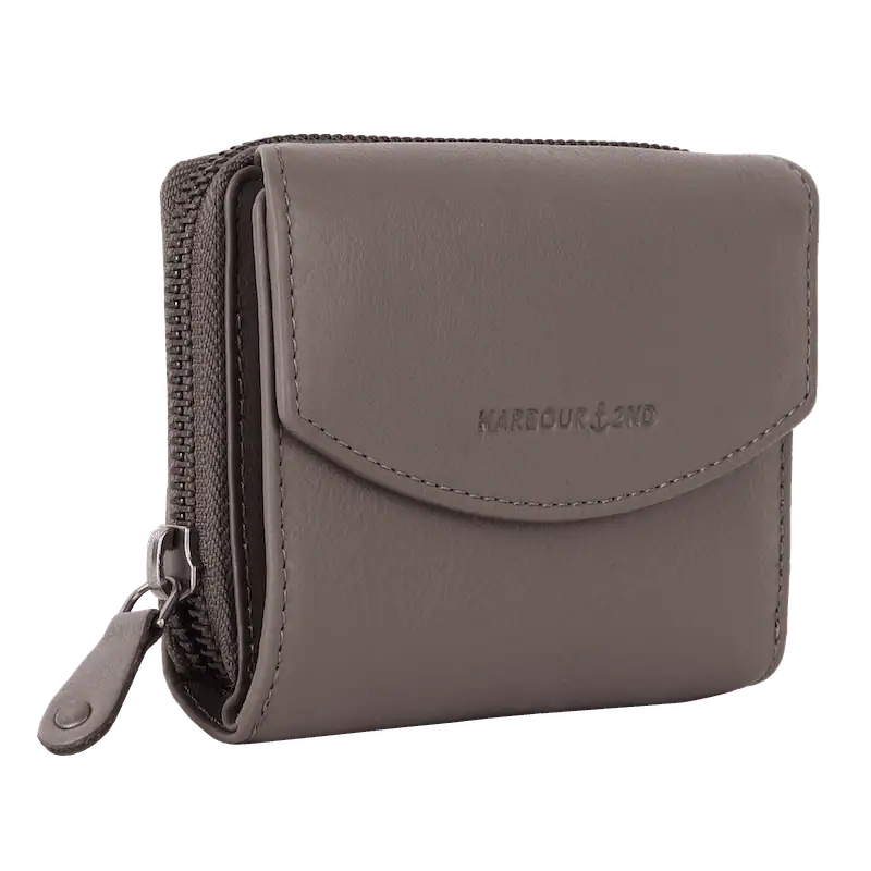 Geldbörse 12x10cm in Taupe mit separatem Reißverschlussfach - leder-accessoires.com