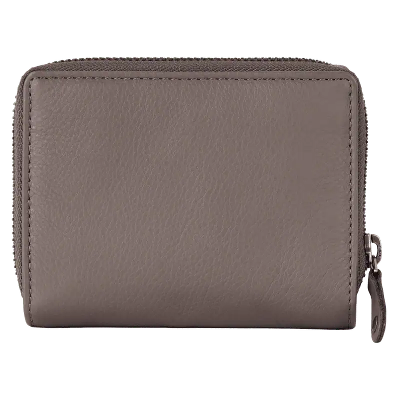 Geldbörse 12x10cm in Taupe mit separatem Reißverschlussfach - leder-accessoires.com