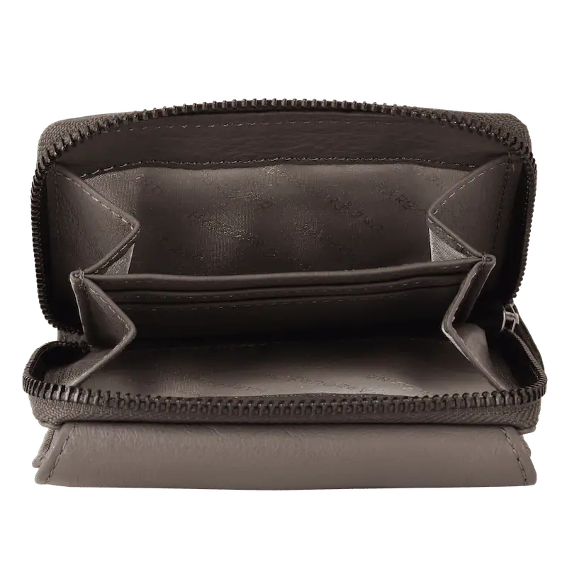 Geldbörse 12x10cm in Taupe mit separatem Reißverschlussfach - leder-accessoires.com