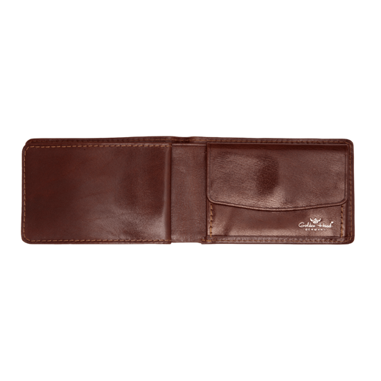 Geldbörse Golden Head 9 x 6cm in Braun aus Leder - leder-accessoires.com