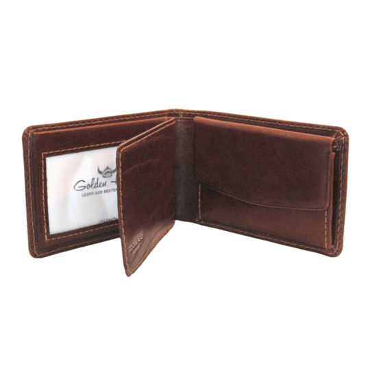 Geldbörse Golden Head 9 x 6cm in Braun aus Leder - leder-accessoires.com