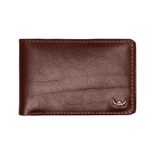 Geldbörse Golden Head 9 x 6cm in Braun aus Leder