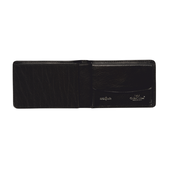 Geldbörse Golden Head mit RFID 9 x 6cm in Schwarz aus Leder - leder-accessoires.com