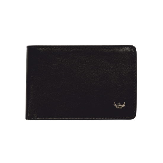 Geldbörse Golden Head mit RFID 9 x 6cm in Schwarz aus Leder - leder-accessoires.com