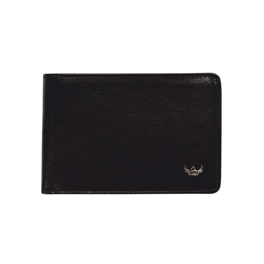 Geldbörse Golden Head mit RFID 9 x 6cm in Schwarz aus Leder