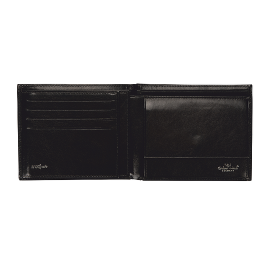 Lederbörse Querformat 10x6,5cm in Schwarz - leder-accessoires.com
