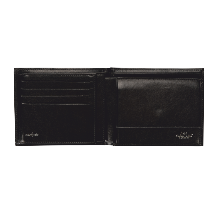 Lederbörse Querformat 10x6,5cm in Schwarz - leder-accessoires.com