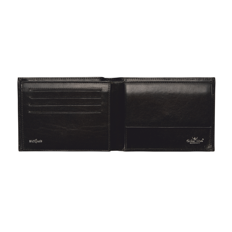 Lederbörse Querformat 12,5x9,5cm in Schwarz - leder-accessoires.com
