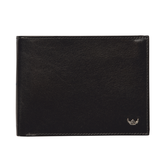 Lederbörse Querformat 12,5x9,5cm in Schwarz - leder-accessoires.com