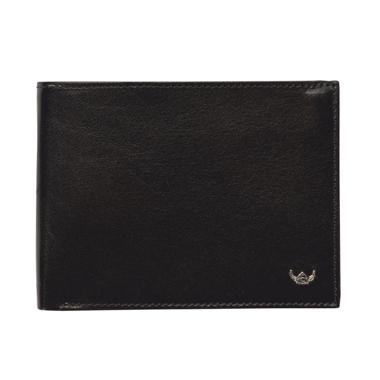 Lederbörse Querformat 12,5x9,5cm in Schwarz - leder-accessoires.com
