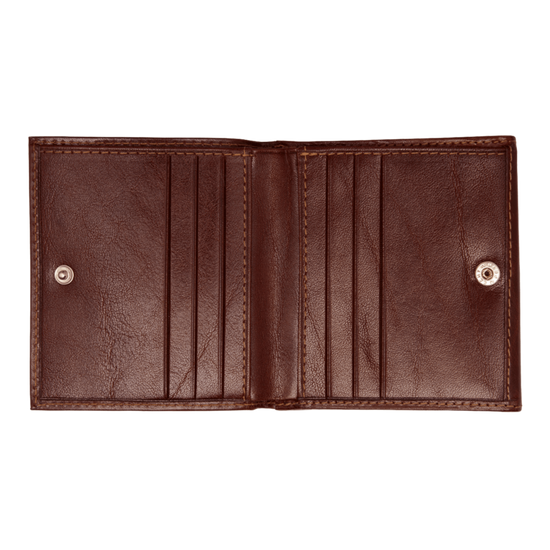 Geldbörse|Wiener Schachtel Golden Head 10x9cm in Braun aus Leder - leder-accessoires.com