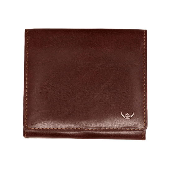 Geldbörse|Wiener Schachtel Golden Head 10x9cm in Braun aus Leder - leder-accessoires.com