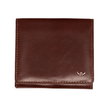 Geldbörse|Wiener Schachtel Golden Head 10x9cm in Braun aus Leder