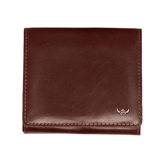 Geldbörse|Wiener Schachtel Golden Head 10x9cm in Braun aus Leder