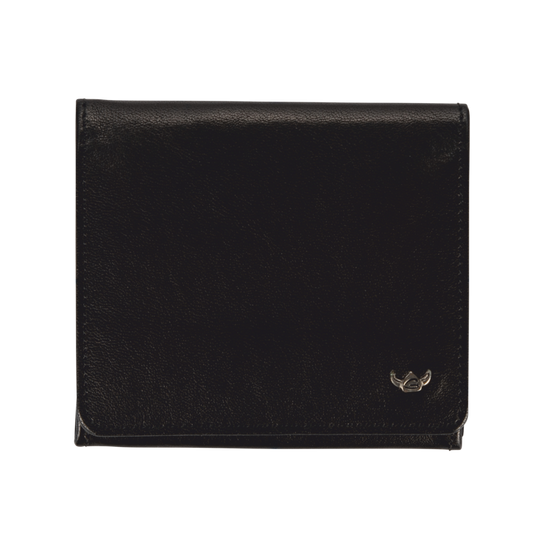Geldbörse|Wiener Schachtel Golden Head 10x9cm in Schwarz aus Leder - leder-accessoires.com