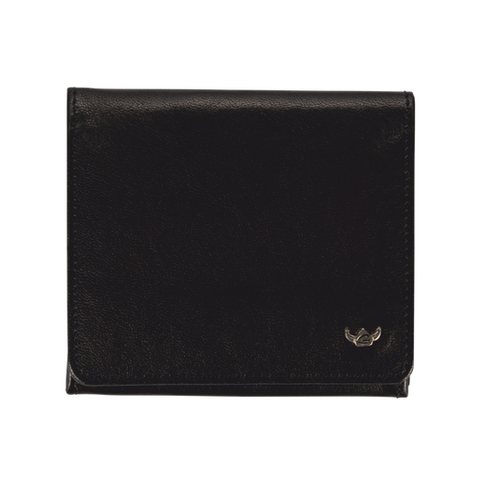 Geldbörse|Wiener Schachtel Golden Head 10x9cm in Schwarz aus Leder