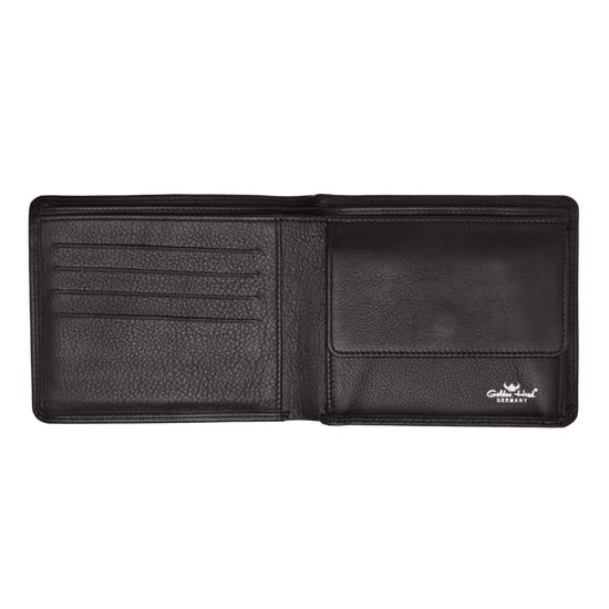 Lederbörse Querformat 12x9,5cm in Schwarz - leder-accessoires.com