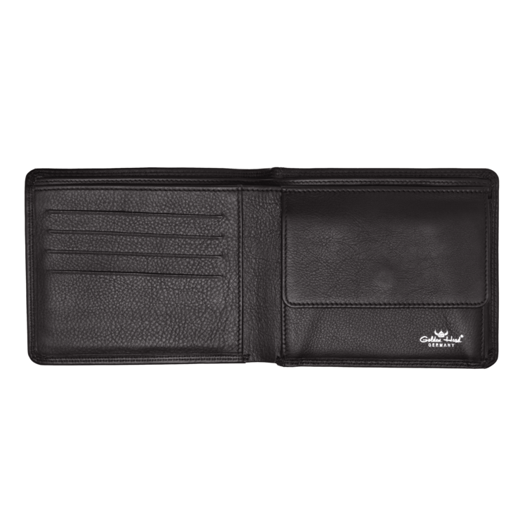 Lederbörse Querformat 12x9,5cm in Schwarz - leder-accessoires.com