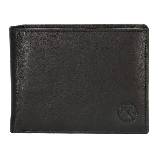 Geldbörse Querformat 13 x 10cm in Schwarz aus Leder - leder-accessoires.com