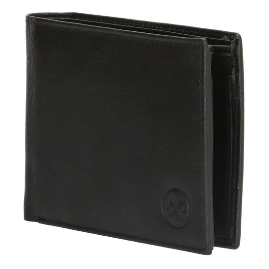 Geldbörse Querformat 13 x 10cm in Schwarz aus Leder - leder-accessoires.com
