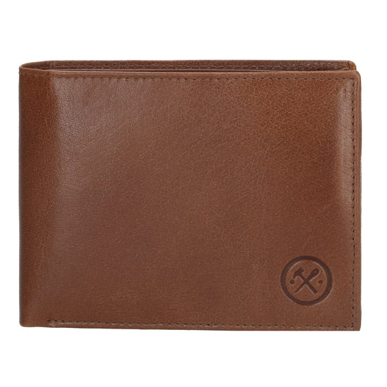 Geldbörse Querformat 13 x 10cm in Cognac aus Leder - leder-accessoires.com