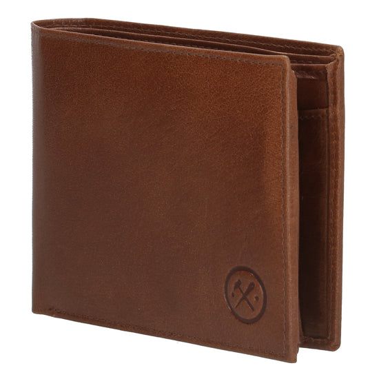 Geldbörse Querformat 13 x 10cm in Cognac aus Leder - leder-accessoires.com