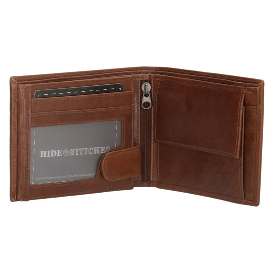 Geldbörse Querformat 13 x 10cm in Cognac aus Leder - leder-accessoires.com