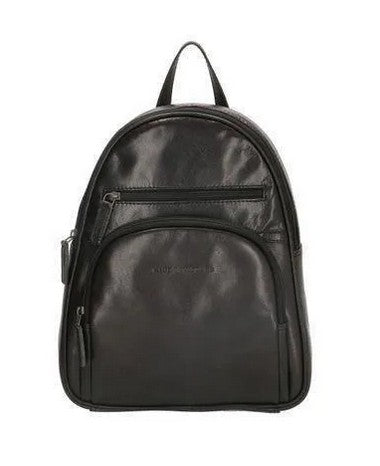 Rucksack aus Leder in Schwarz mit Reißverschluss und Vortasche - leder-accessoires.com