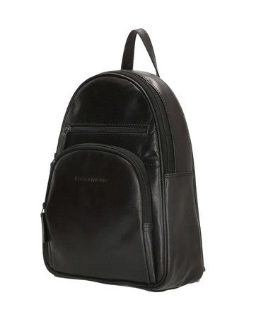 Rucksack aus Leder in Schwarz mit Reißverschluss und Vortasche - leder-accessoires.com