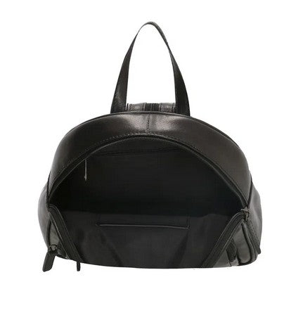 Rucksack aus Leder in Schwarz mit Reißverschluss und Vortasche - leder-accessoires.com