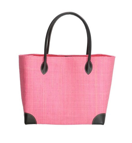 Basttasche 45 x 31 x 22cm in Rosa mit Kordelverschluss