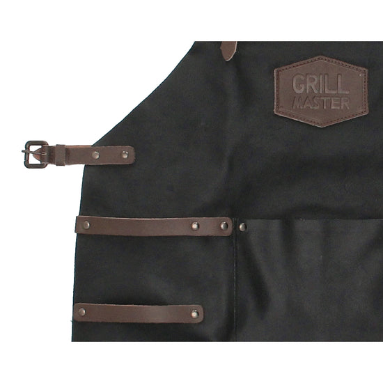 Lederschürze in Schwarz mit Vortasche zum Verstellen - leder-accessoires.com