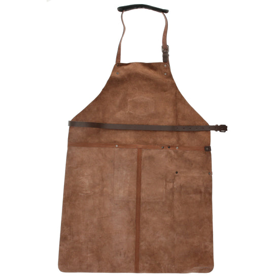Lederschürze in Cognac mit Vortasche zum Verstellen - leder-accessoires.com