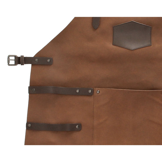 Lederschürze in Cognac mit Vortasche zum Verstellen - leder-accessoires.com