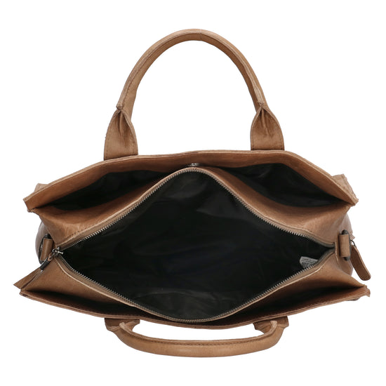 Wickeltasche in Beige 40 x 31cm mit Zubehör aus Leder - leder-accessoires.com