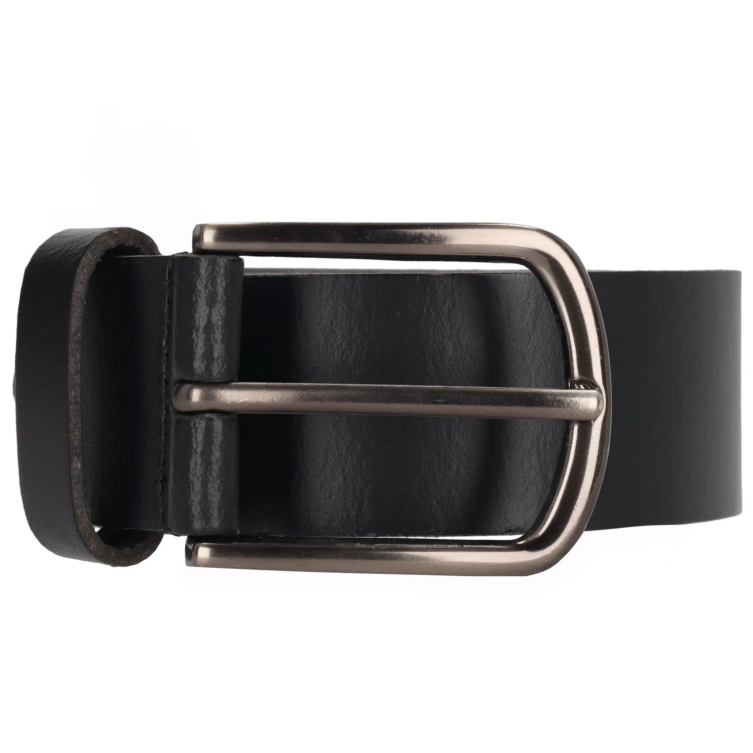 Schwarzer Leder Jeansgürtel 4 cm mit Messingschließe - leder-accessoires.com