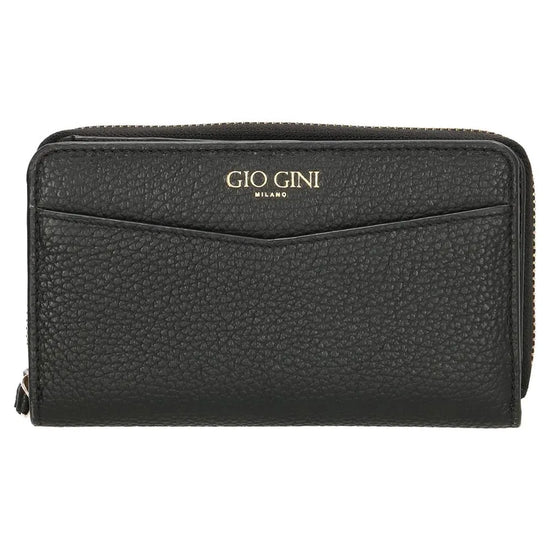 Lederbörse 16x10,5cm in Schwarz mit Reißverschluss- und Druckknopffach - leder-accessoires.com
