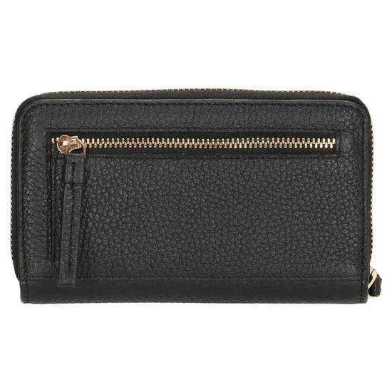 Lederbörse 16x10,5cm in Schwarz mit Reißverschluss- und Druckknopffach - leder-accessoires.com