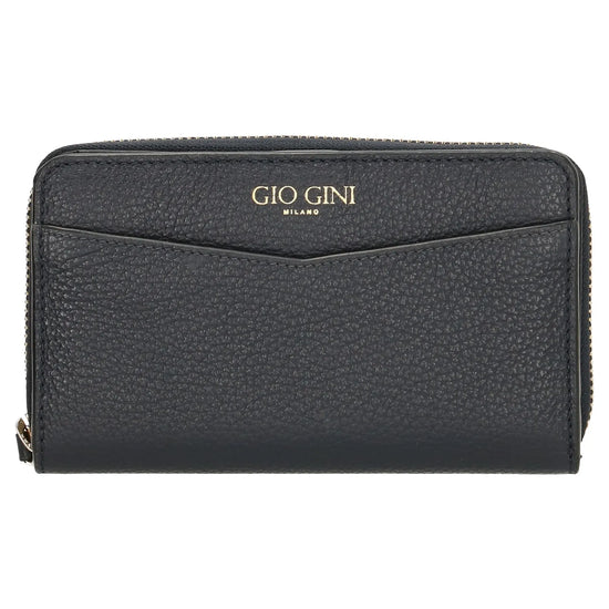 Lederbörse 16x10,5cm in Blau mit Reißverschluss- und Druckknopffach - leder-accessoires.com