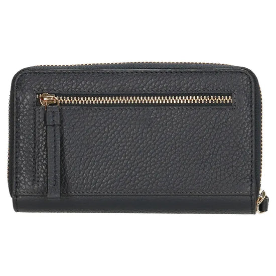 Lederbörse 16x10,5cm in Blau mit Reißverschluss- und Druckknopffach - leder-accessoires.com