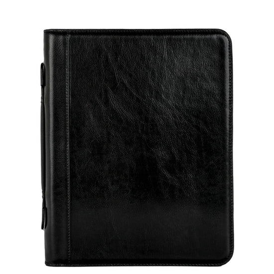 Dokumentenmappe-| Organizer A4 in Schwarz mit Reißverschluss und Griff - leder-accessoires.com