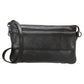 Umhängetasche| Mini Bag 20,5 x 12cm in Schwarz aus Leder mit Vortasche