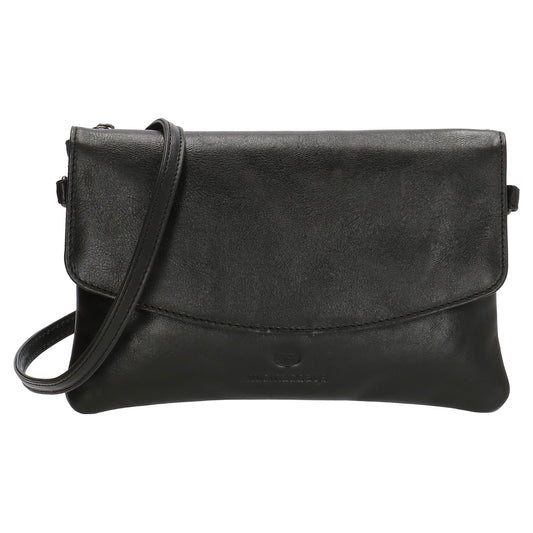 Clutch in Schwarz 26x17 cm aus Leder mit Überschlag