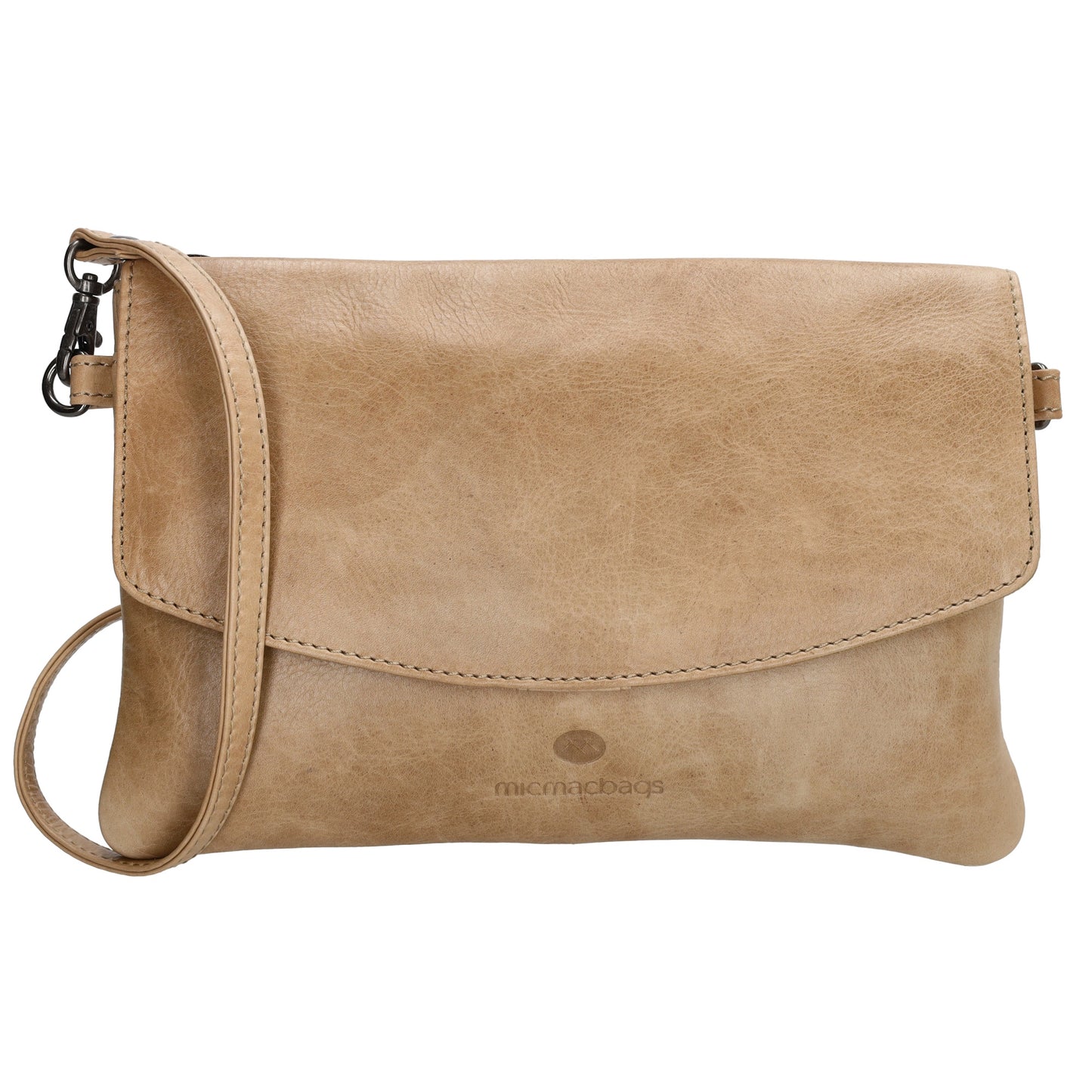 Clutch in Beige 26x17 cm aus Leder mit Überschlag