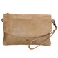 Clutch in Beige 26x17 cm aus Leder mit Überschlag