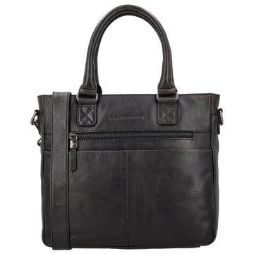 Schwarze Ledertasche 33,5x28cm aus Echtleder mit Kurzgriff & Umhängeriemen